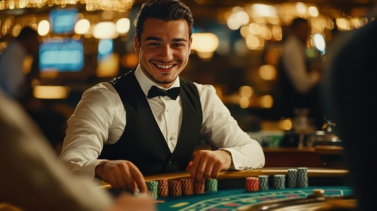 Sebuah meja Live Casino dengan dealer profesional yang ramah di badak99